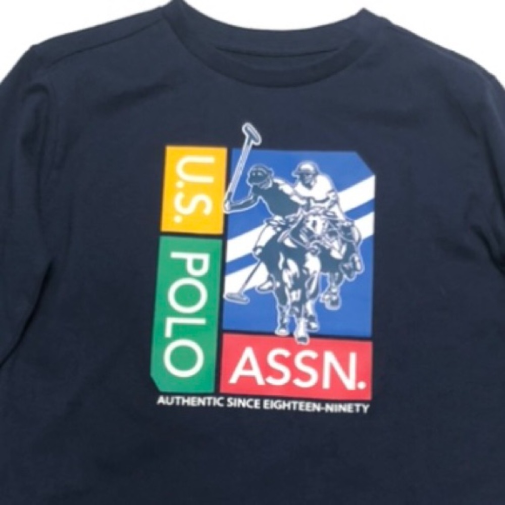 US Polo Assn Shirt XS 4-5 Boy Long Sleeve Blue NEW